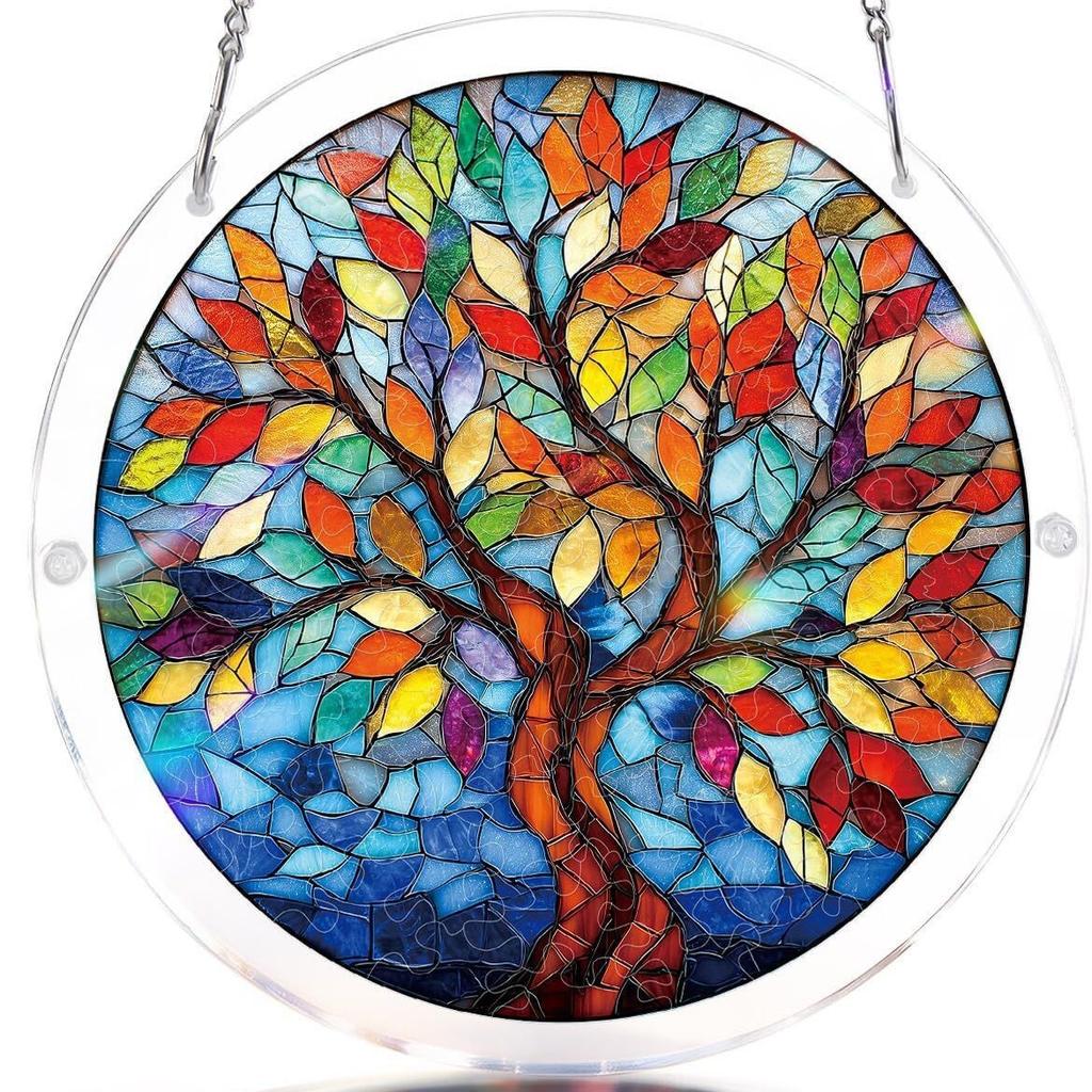 Acrylic Puzzle Sun Catcher Painted Glass Pendant - 19cm, Various Patterns, DIY Craft Hanging Ornament, Home Decor, Gift