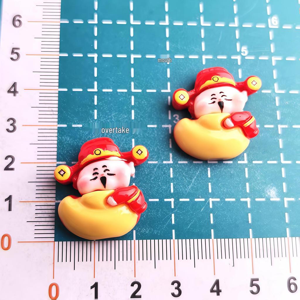 New Year Spring Festival Resin Patches: God of Wealth Ornaments for DIY Jewelry, Car Décor, and Phone Case Keychains