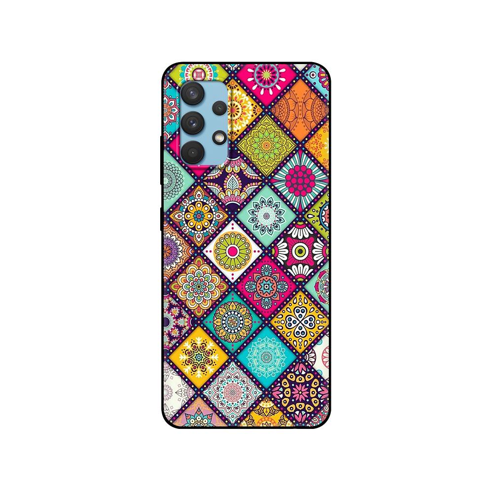 Black tpu Case For Samsung galaxy A12 A22 A32 A42 A52 A72 4g 5g S21 PLUS ultra back cover 3D Emboss Vintage Retro Lattice Flower