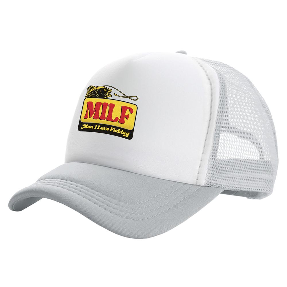 MILF Man I Love Fishing Trucker Čepice Unisex čepice Baseballová čepice Cool Summer Unisex síťovaná síťovaná čepice