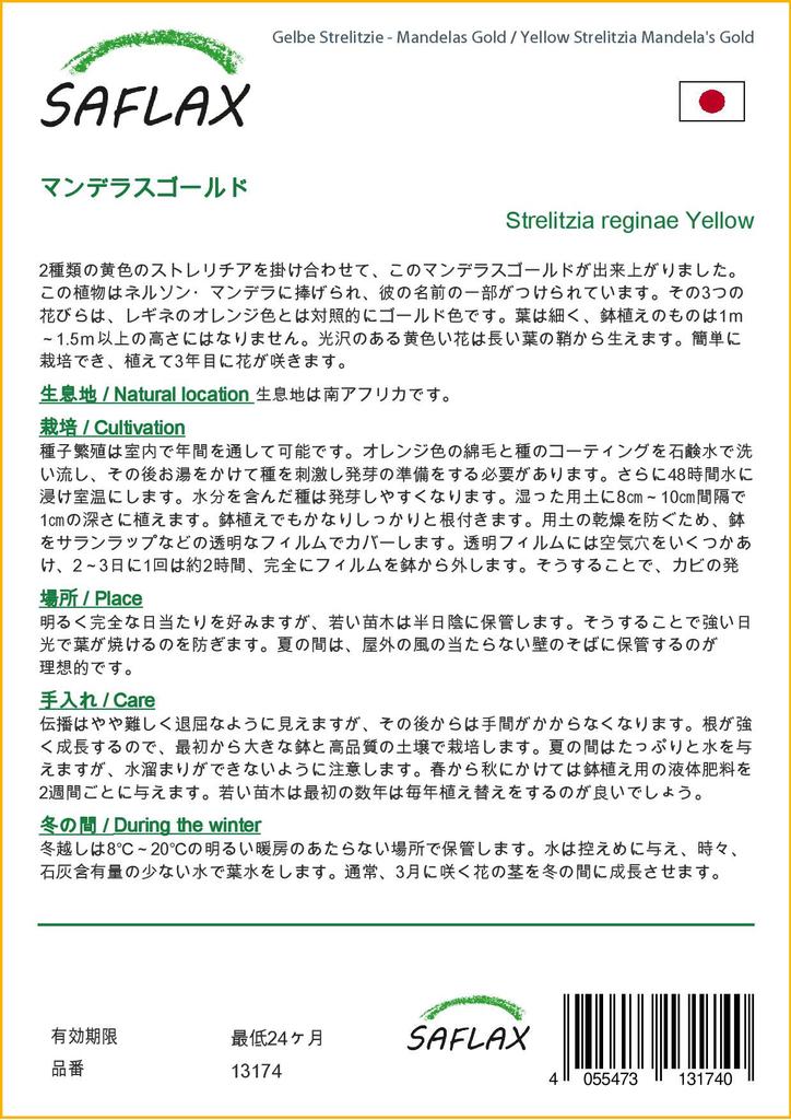 SAFLAX Strelitzia gialla Mandela's Gold - 4 semi - Strelitzia reginae gialla