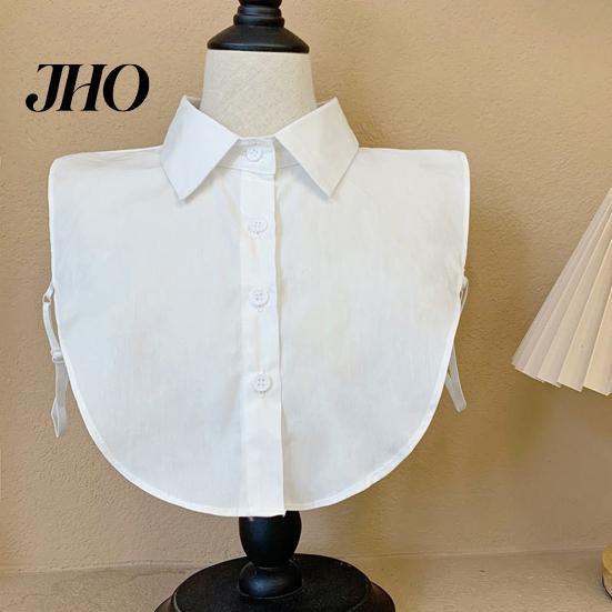 Layering Collar Women Fake Lapel Side Strap Single Breasted Solid Color Detachable Casual Style False Accessory