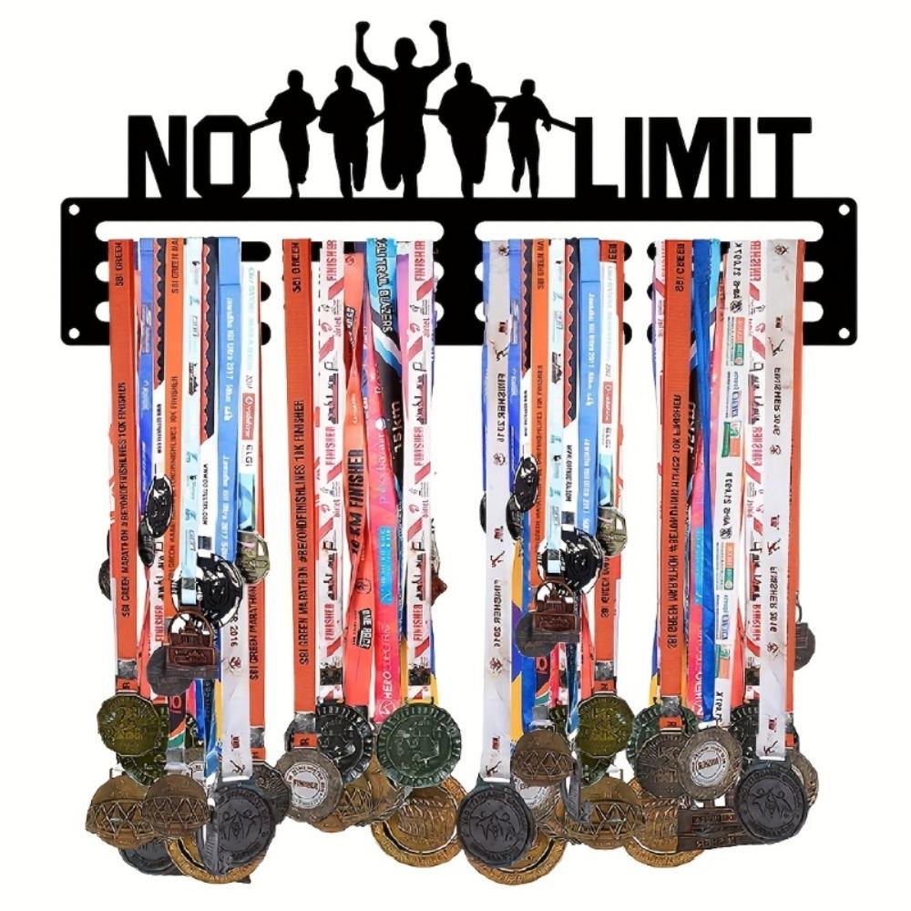 Vintage Metal Wall Mounted Medal Display Rack, Holds 60 Medals, Striped Design, Sturdy Easy Install, Living Room Decor, Easter Gift