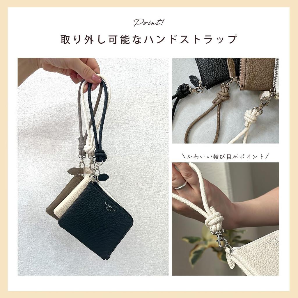 compact wallet with an large and hand strap for easy Slim, L-shaped zipper, capacity, lightweight, access. Women's (Black)