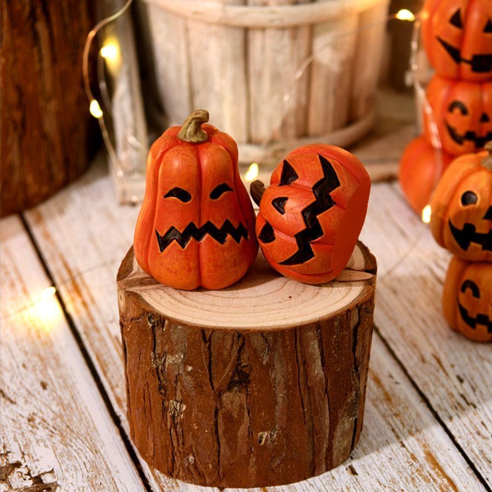 Resin Artificial Resin Pumpkins Ornament Cartoon Fake Pumpkins Model Halloween Decor Gifts
