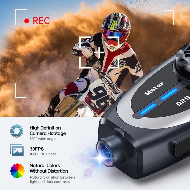 Motocyklová kamera na prilbu 1080P HD Interkomová náhlavná súprava Vodotesný záznamník Dosah 500 m