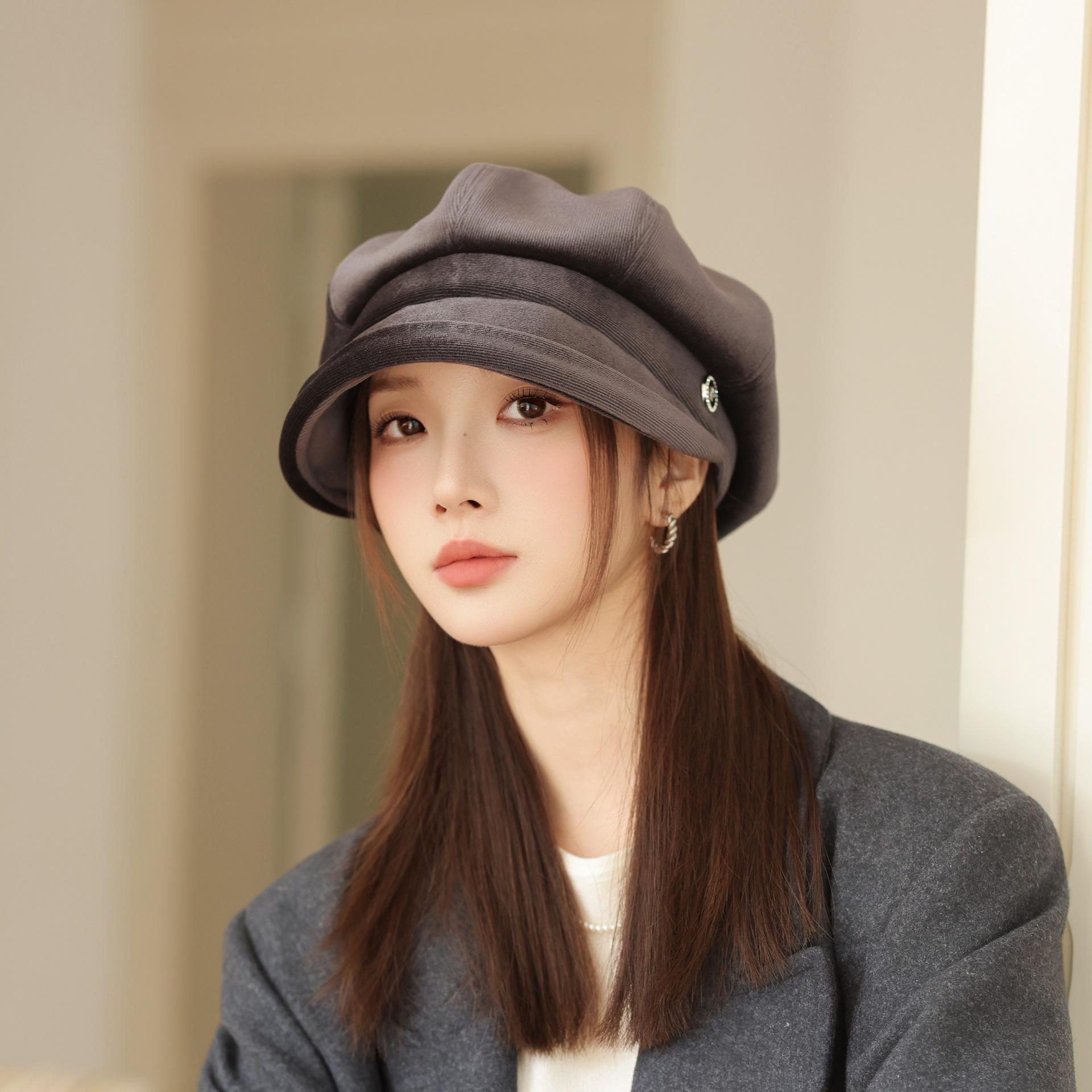 

Берет Женский Осень и Зима Ретро Шляпа Художника Мода Утиный Язычок Восьмиугольная Шляпа One size