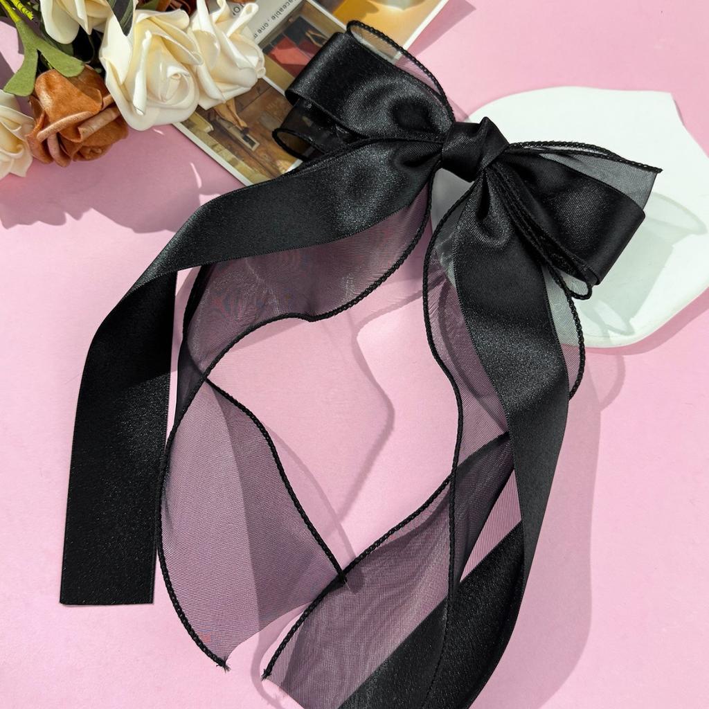 Super Fairy Mesh Bow Ribbon Hair Clip, Fashionable Temperament, High-end Feeling, Back of the Head Spring Clip