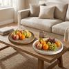 Vintage Round Wooden Serving Tray Large Capacity Decorative Fruit Storage Tray Space Saving Candle Holder Home Decor