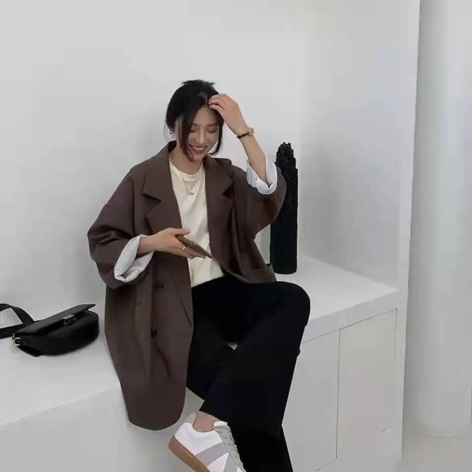 Versatil Loose Fit Slimming Medium Length Suit for Women Small Stature Suit Jacket for Women Korean Version