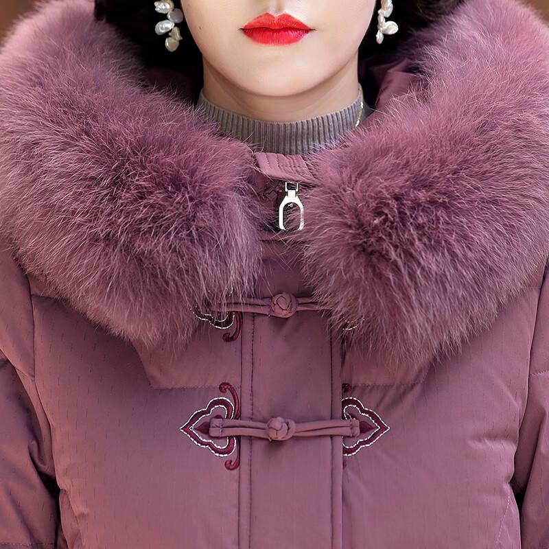 XueZhongFei Women's Fox Fur Collar Short Down Jacket