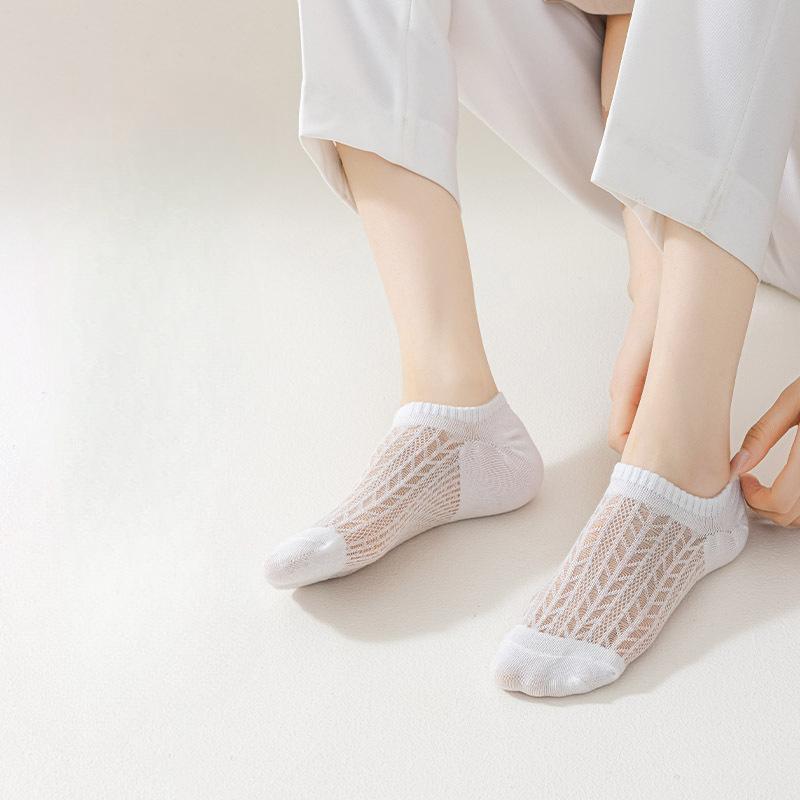 5 Par Letnich Cienkich Skarpetek Stopki Damskich, Nie Zsuwających się z Pięty, Silikonowe Antypoślizgowe Niewidoczne Krótkie Skarpetki, Skarpetki do Klimatyzacji, Skarpetki Siateczkowe