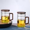 450ml 550ml Heat-resistant Glass Tea Mug With Crescent Filter Wooden Handle Lid Tea Water Separation Cup Drinkware