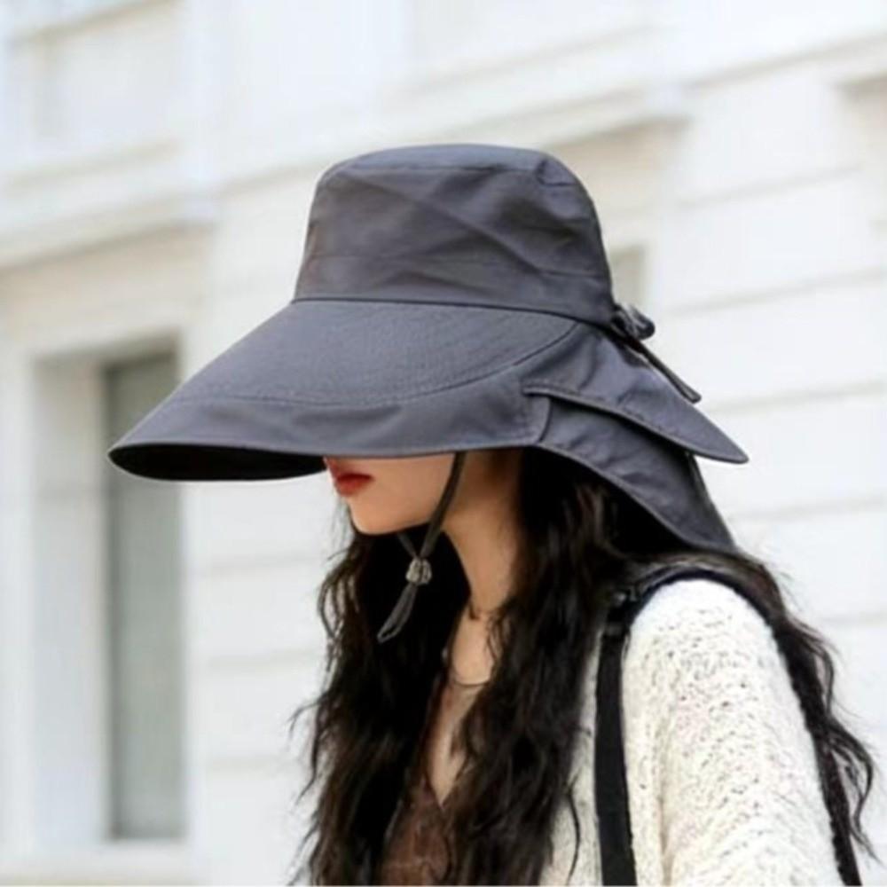 Korean Style Wide Brim Sun Hat Solid Color Women Bucket Hat Fashion Sun Protection Hat Outdoor