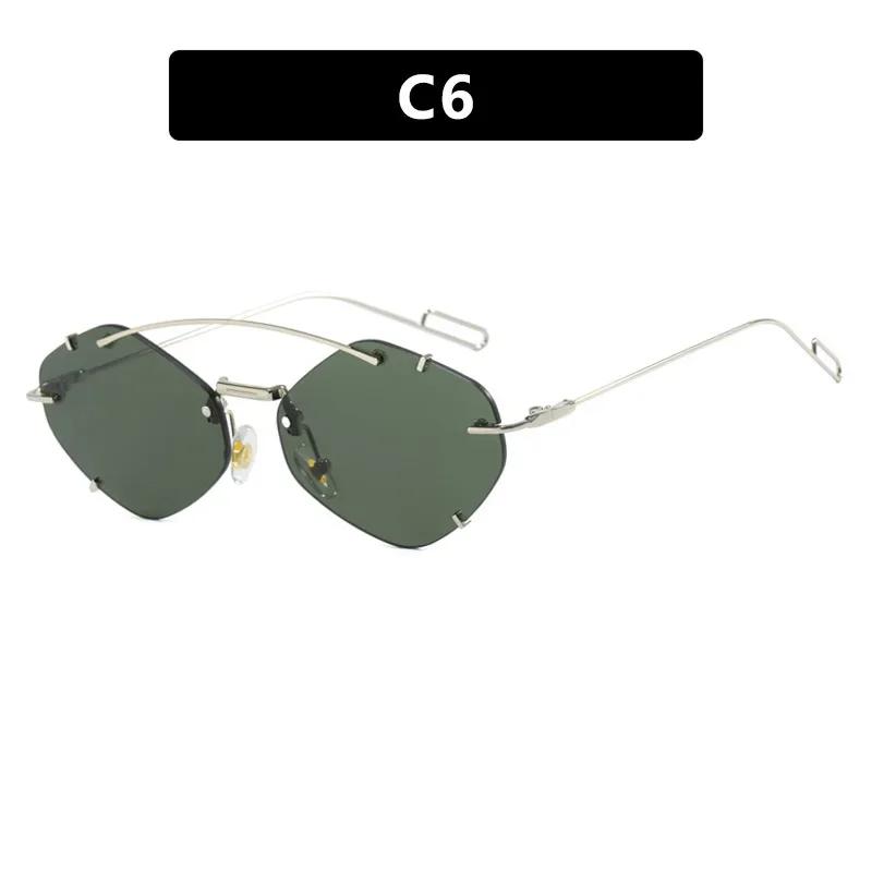 Ladies Rimless Polygon Sunglasses Women Brand Designer Trendy Gradient Sunglasses Female Candy Glasses UV400