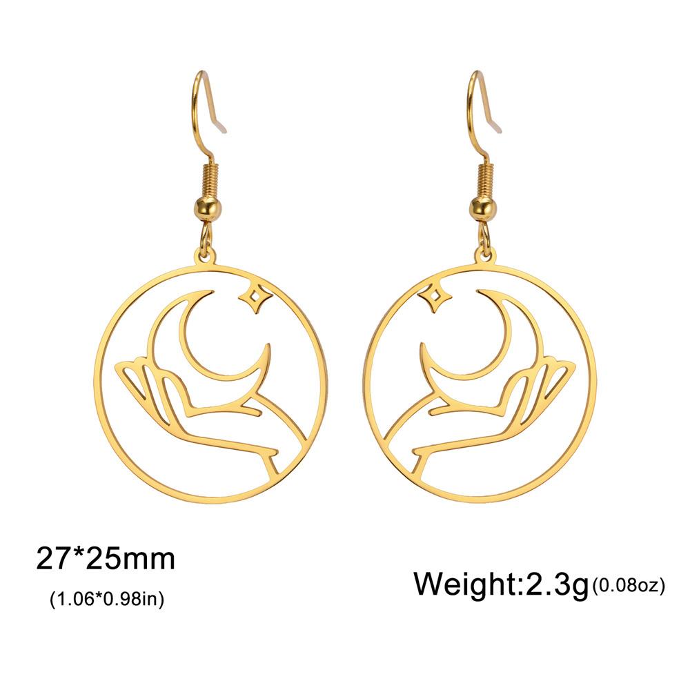 My Shape Moon Drop Earrings for Women Girl Stainless Steel Holding the Moon In Hand Star Dangle Earrings Jewelry Gifts Wholesale