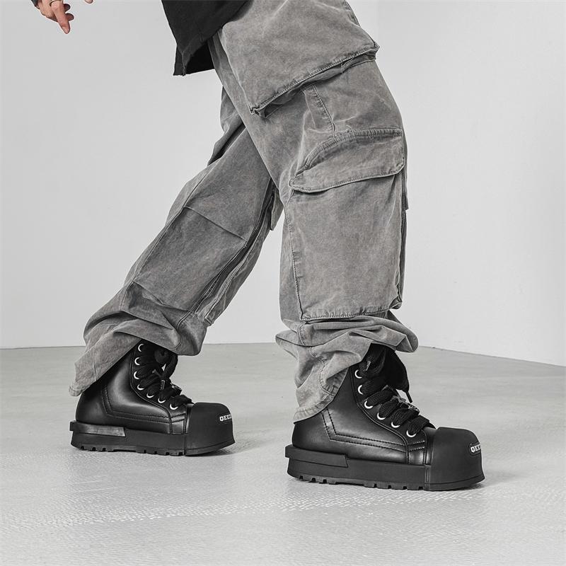 Módní černé a bílé párové boty s vysokým svrškem Trendy kvalitní designový styl Volnočasové Outdoorové Módní Párty Denní boty pro mládež se silnou podrážkou