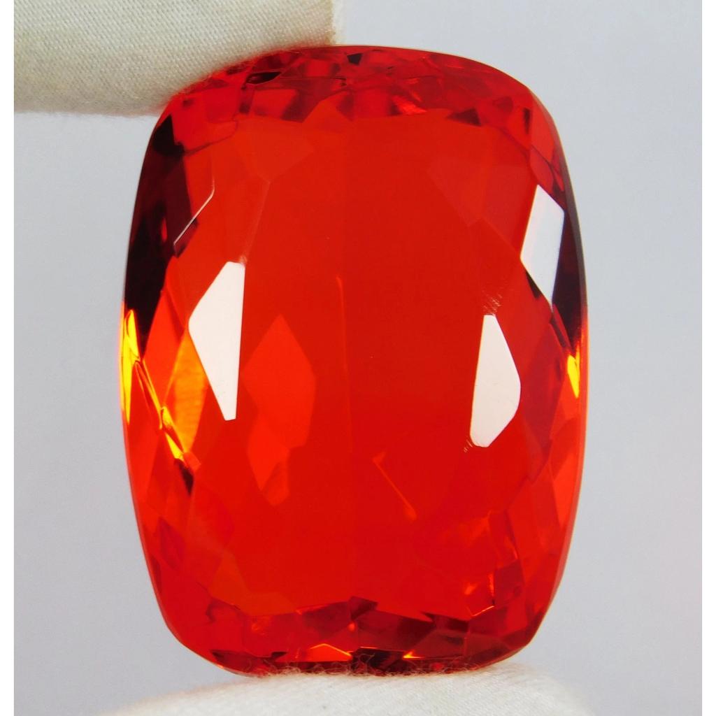 Certified 136.75 Ct Mexican Fire Opal Red Orange Cushion Cut Natural Gemstone