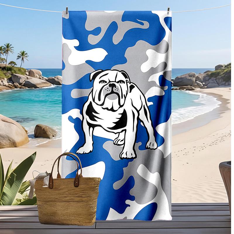bulldogs Printed Quick Dry Beach Towel Super Absorbent Soft Lightweight Bath Towel for Pool Summer Travel