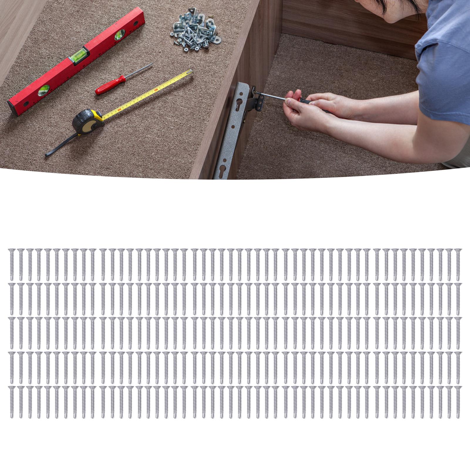

250Pcs Self Drilling Screw Countersunk Head 410 Stainless Steel 32mm Nominal Length