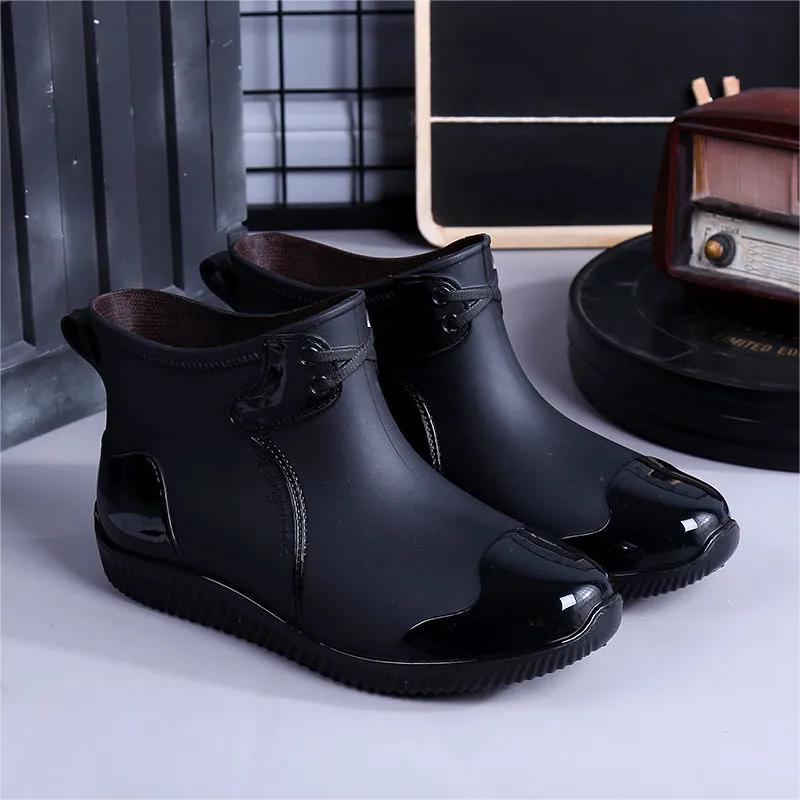 Water shoes short rain shoes men's fashion work rubber shoes non-slip outer wear fishing shoes rain boots