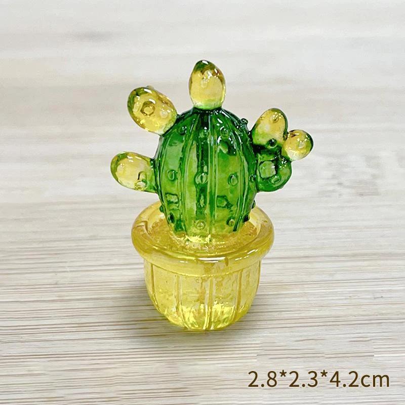 Cartoon Cactus Bonsai Decor Transparent Fleshy Resin Crafts Realistic Simulated Mini Cactus Home Decor
