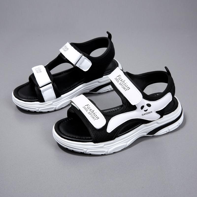 Taoffen Sommerliche Freizeitsandalen für Damen Atmungsaktive Canvas Klettverschluss Zehenfrei Sandalen Leicht Weich Pendeln Dicke Sohle Damenschuhe