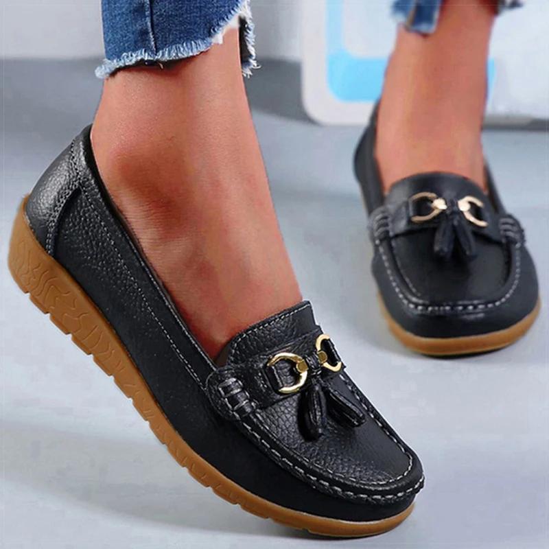 Fashion Women Shoes Nurse Loafers Shoes Classics Flats Zapatos Mujer Comfortable Flat Shoes Women White Casual Leather Women's Footwear