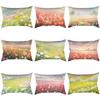Retro Watercolor Tulip Flowers Pillowcase Pastoral Style Living Room Sand Waist Pillow Cushion Pillowcase