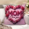 Mother'S Day Floral Heart Pillow Cover Mom I Love You Pattern Cushion Cover Decorative Soft For Sofa Bed Living Room Home Decor