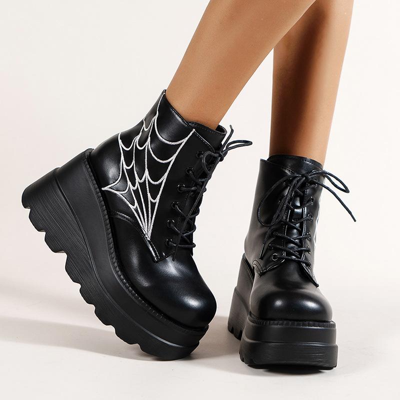 Autumn Winter Middle Tube PU Leather Snow Boots For Women Cross-Border Large Size Flat Thick Bottom Slope Heel Martin Boots 35-43