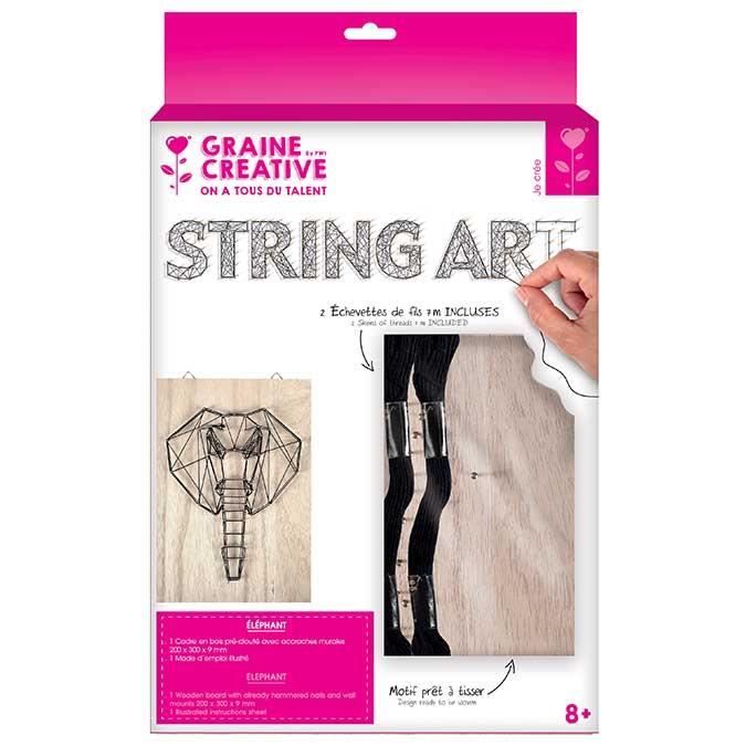 Tableau String Art - Graine Creative - Eléphant - 20 x 30 cm - Mixte - Loisirs créatifs
