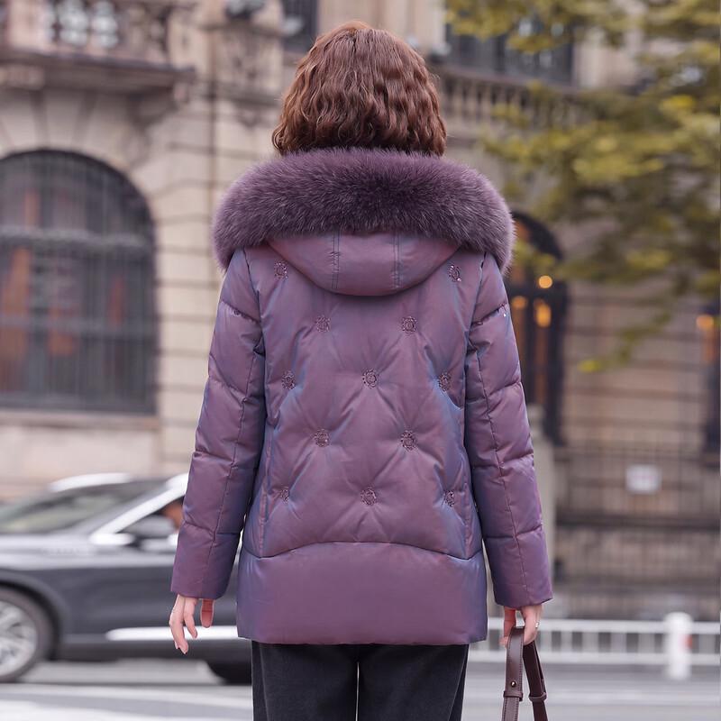 Yalu Women's Elegant Embroidered Hooded Down Jacket