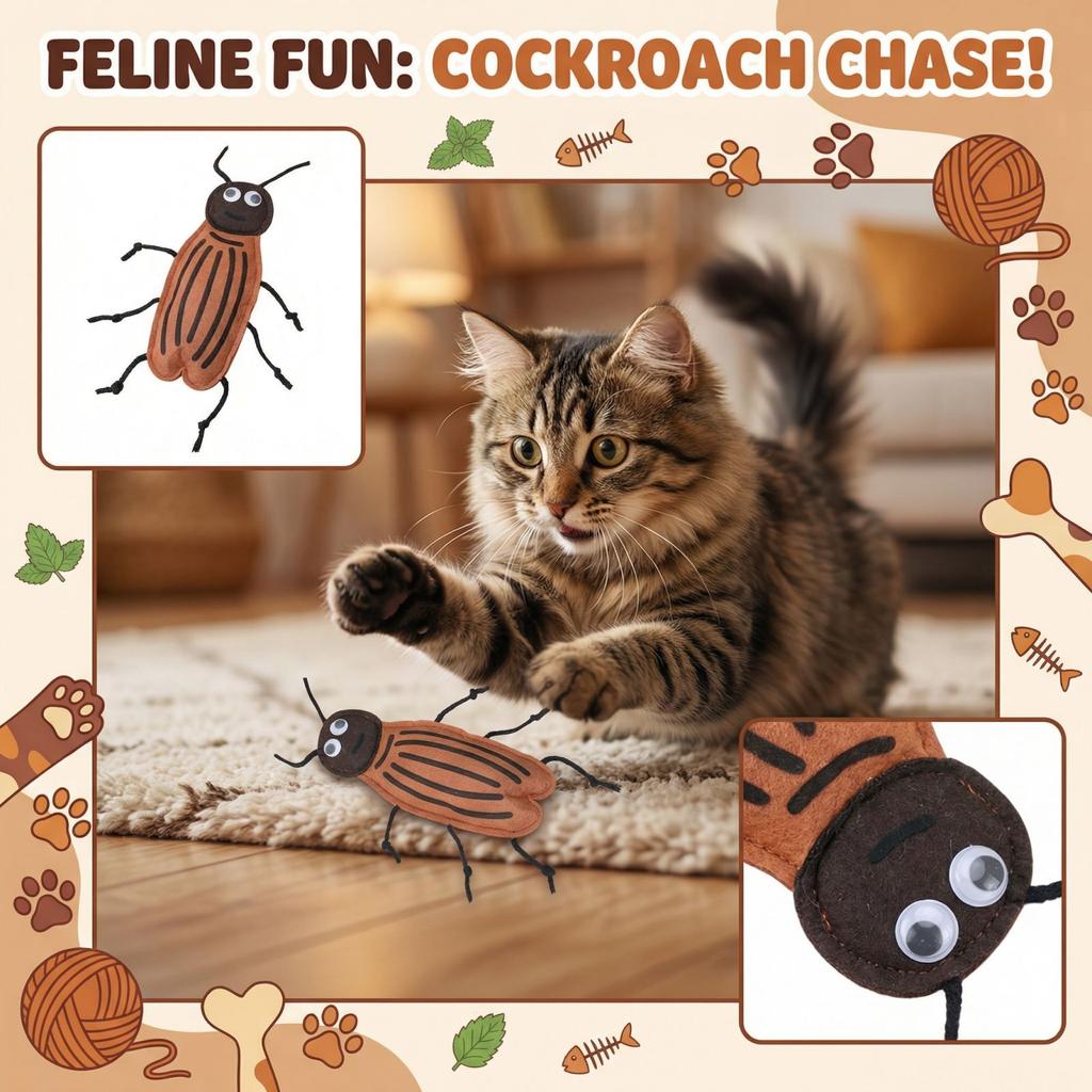 Cats Mint Simulation Cockroach Shape Wool Selt Kittys  Pet Toys