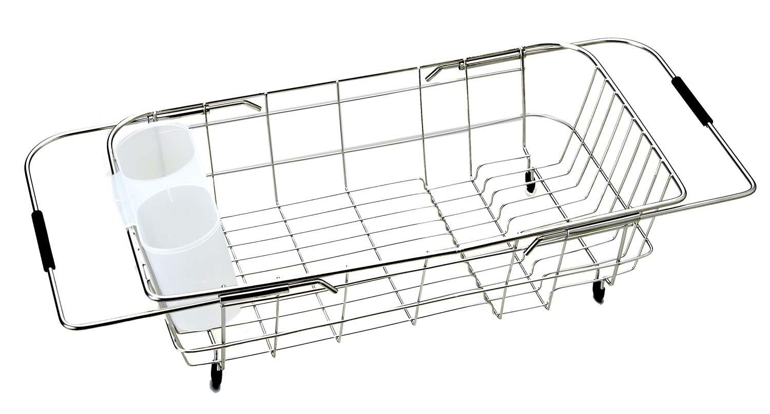 

Pearl Metal Resin Dish Drainer Basket with Sliding Sink, Stainless Steel, Simple Ware HW-7332