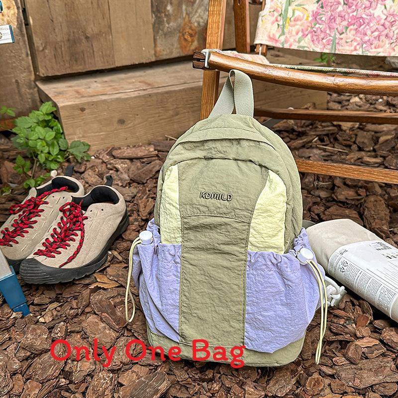 Nylon Casual Backpack With Geometric Pattern For Women And Men Green Purple,S