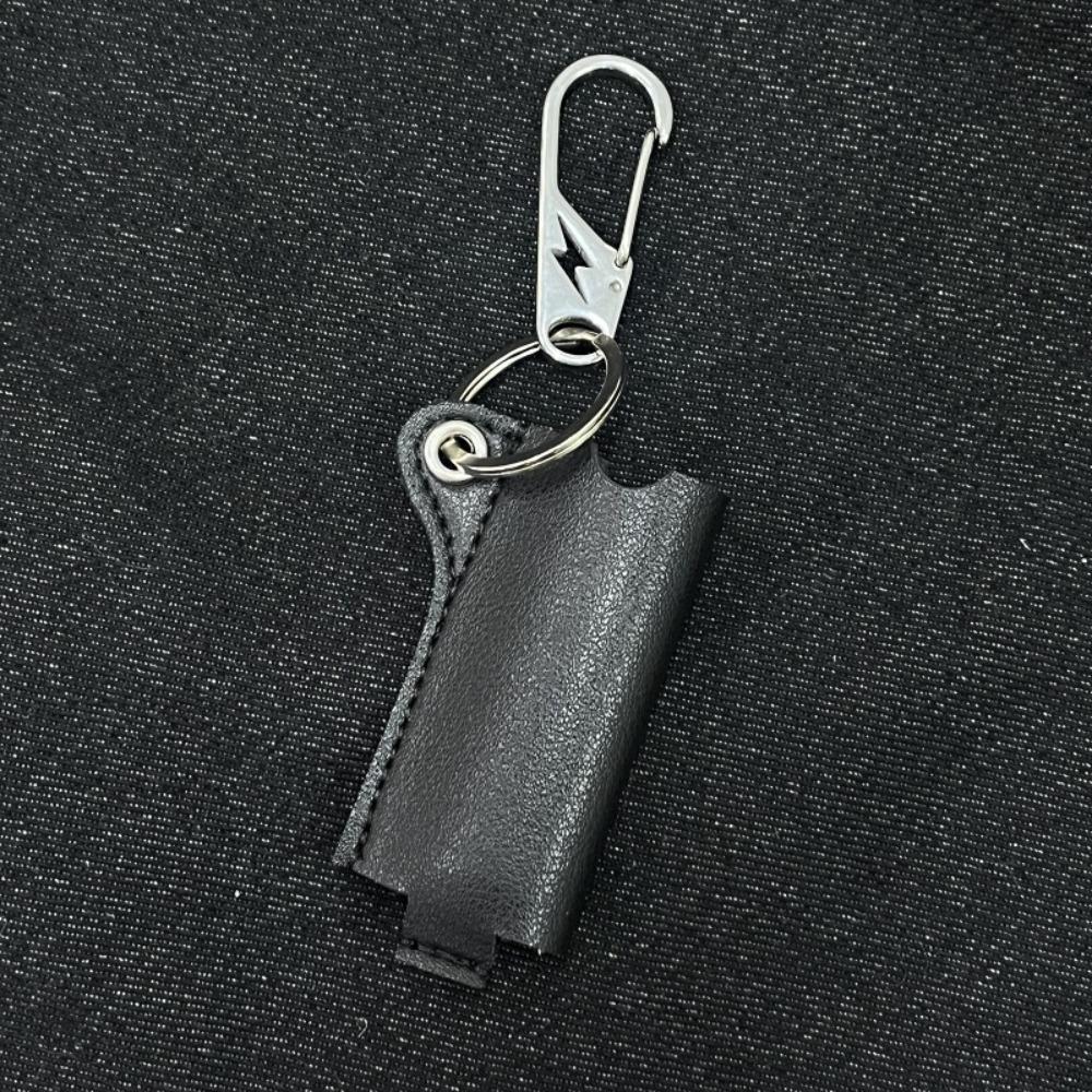 Versatile Leather Lighter Case Portable Simple Design Keychain Accessory Black Lighter Holder Unisex Fashion Jewelry