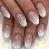 Novas almofadas para unhas de manicure estilo ins europeu e americano pó de glitter mudança gradual unhas postiças ovais médias patch de unha para usar