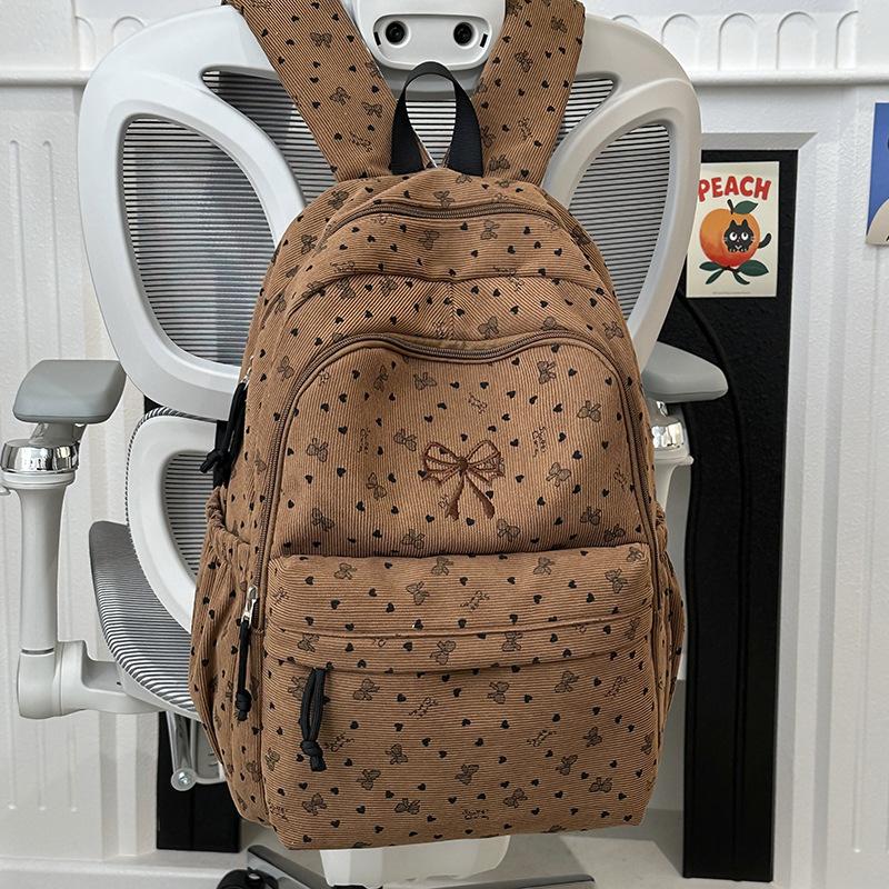 Schoolbag Korean version ins college style fresh bow schoolbag versatile sweet shoulder big size campus students lightweight schoolbag