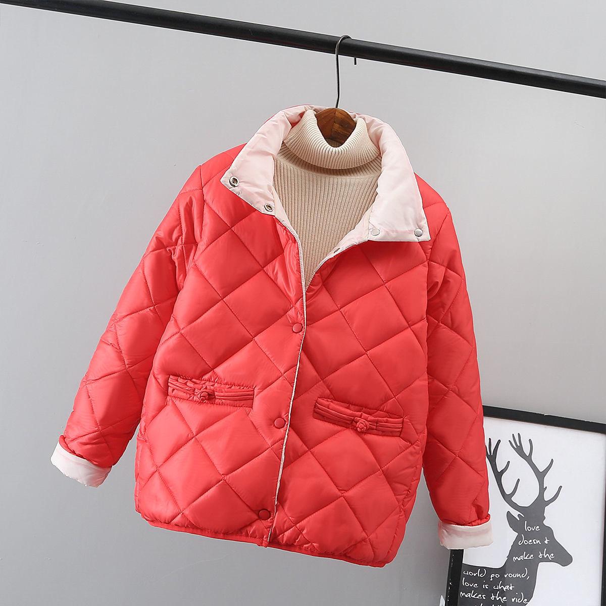 

WTEMPO Женская куртка, короткое свободное пальто, осенне-зимняя женская верхняя одежда, повседневная легкая женская теплая одежда M красный