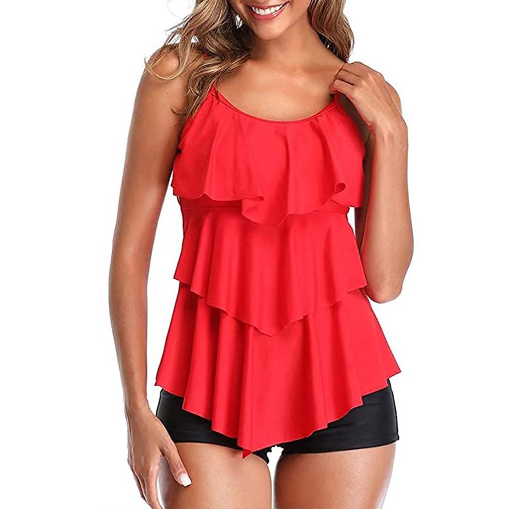 Damskie Seksowne Monokini z Nadrukiem i Falbanką Push Up Strój Kąpielowy