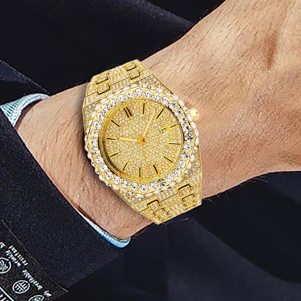 Missfox Watch Gypsy Star Diamond Set Men'S Quartz Watch Fashion Full Diamond Watch