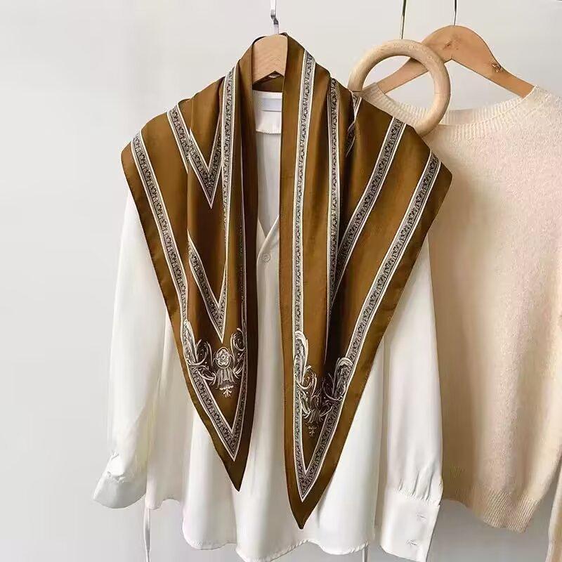 Summer 1116 New Twill Cool Triangle Scarf Women's Fashion Versatile Neck Protection Scarf Thin Sunscreen Outer Scarf