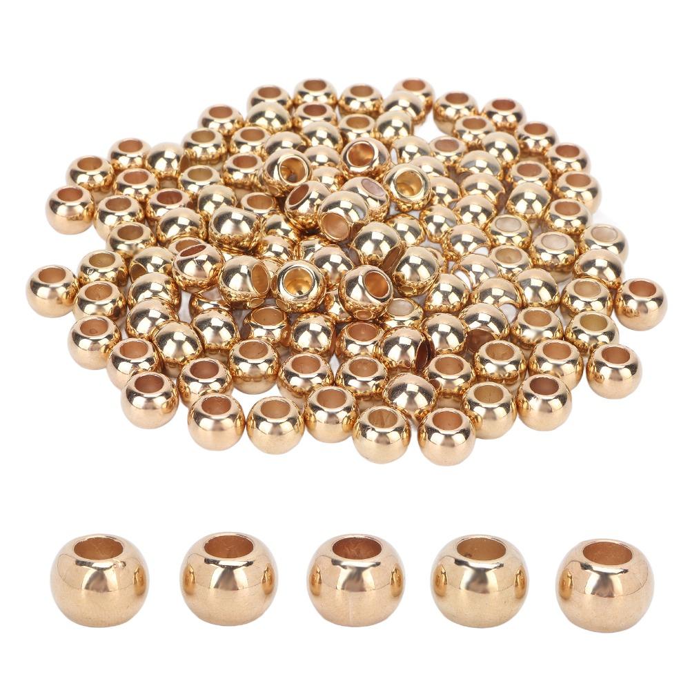 200pcs 12mm Round Beads Large Hole Resin Beads Durable Metal Spacer Beads For DIY Jewelry