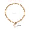 Simple Cuban thick chain OT buckle pearl pendant necklace, punk ins trend item.