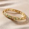 Shiny Vintage Cloisonne Bangle Ethnic Hollow Out Flower Bangle Drip Oil Enamel Bracelet  Girls