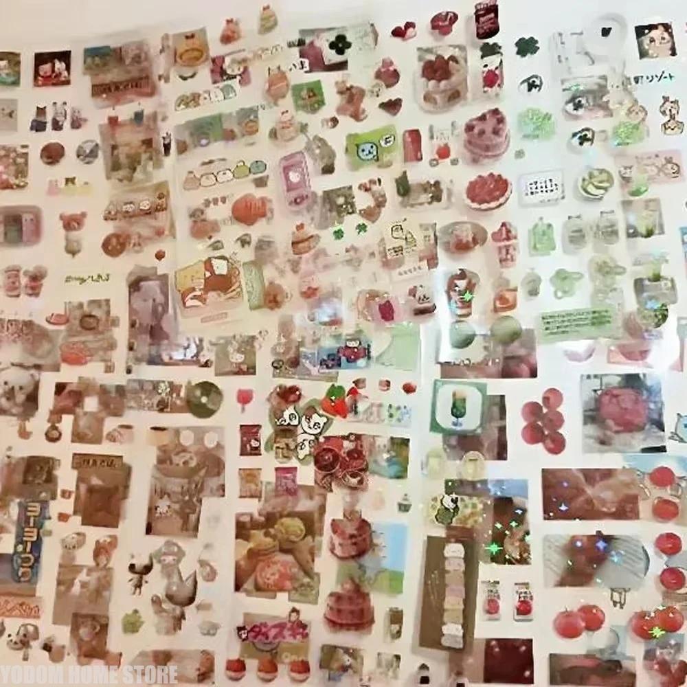 20 Fogli Adesivi Laser Glitterati Vintage PET Trasparente Pellicola Tagliata Toploader Scrapbooking Adesivi Decorativi Kawaii Adesivi per Diario