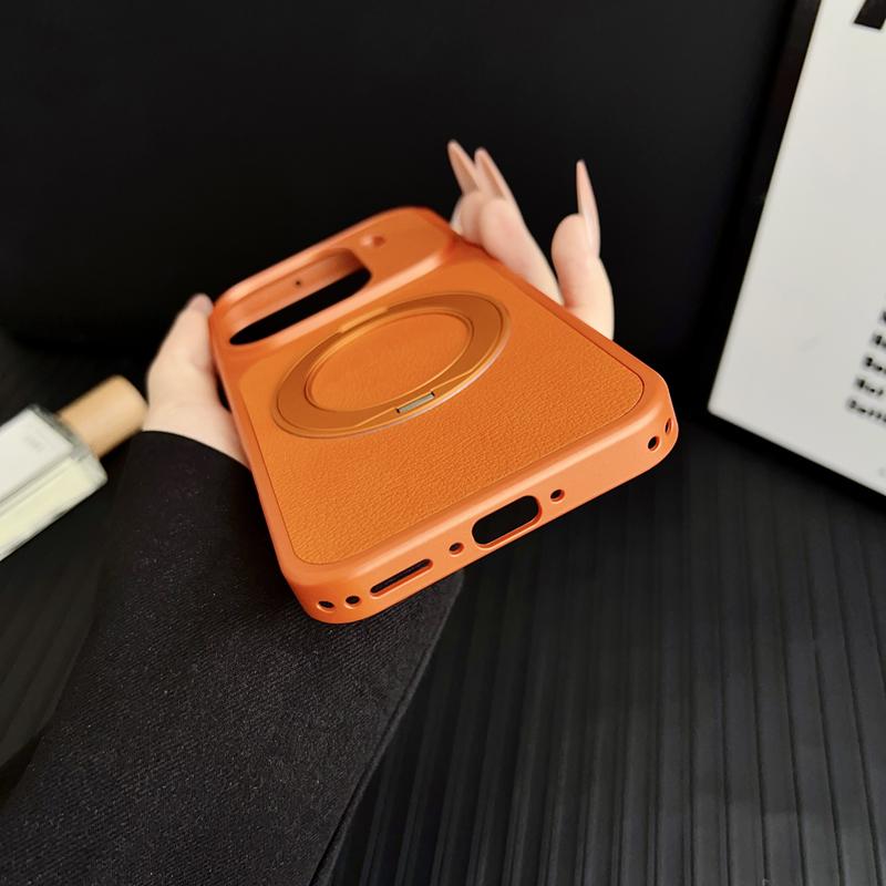 For Oppo Find X8 X9 Pro Ultra Case Litchi Grain Leather Strong Suction Metal Kickstand 360° Rotatable Spray Coating Hybrid Cover