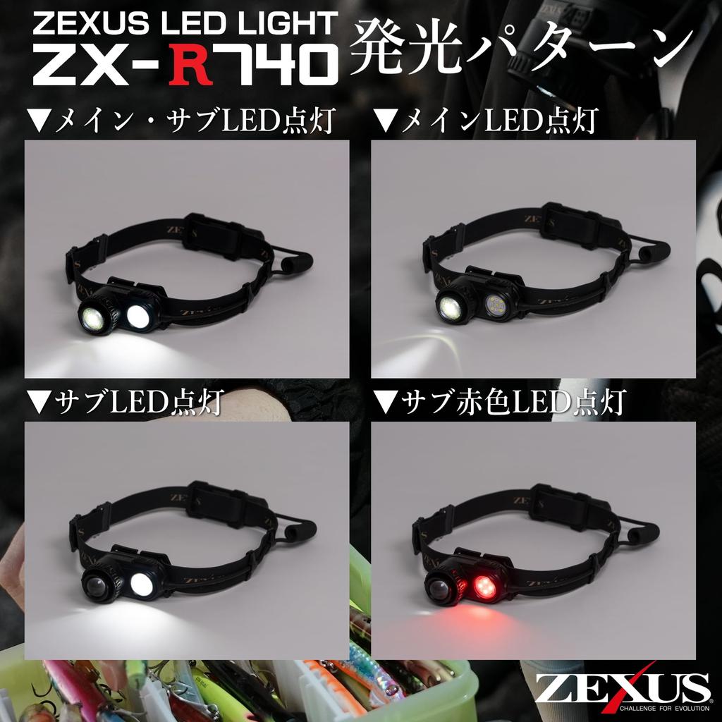 ZEXUS ZX-R740 Rechargeable LED Headlight [Max 1300 Lumens, Main LED Run Time: Up to 46 Hours, White/Red]