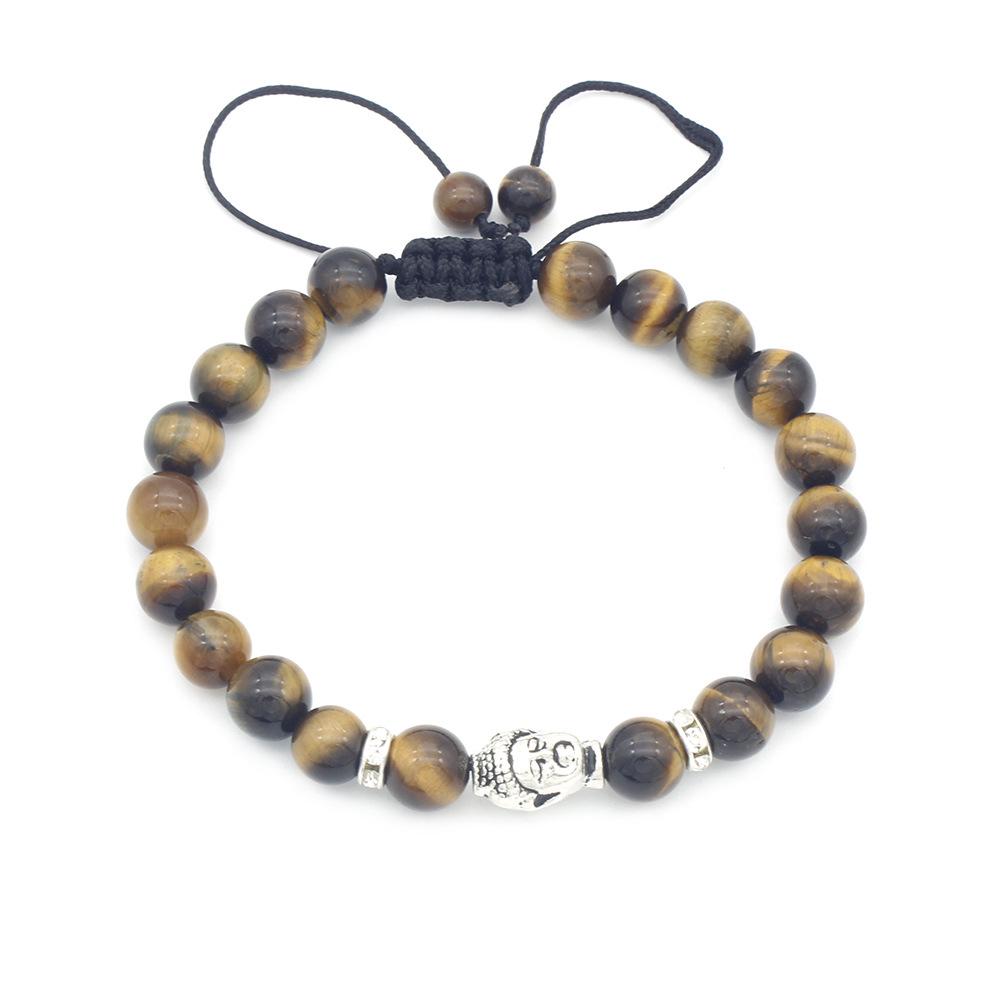 New Stock: Tiger Eye Adjustable Woven Bracelet with Buddha Head Accessories